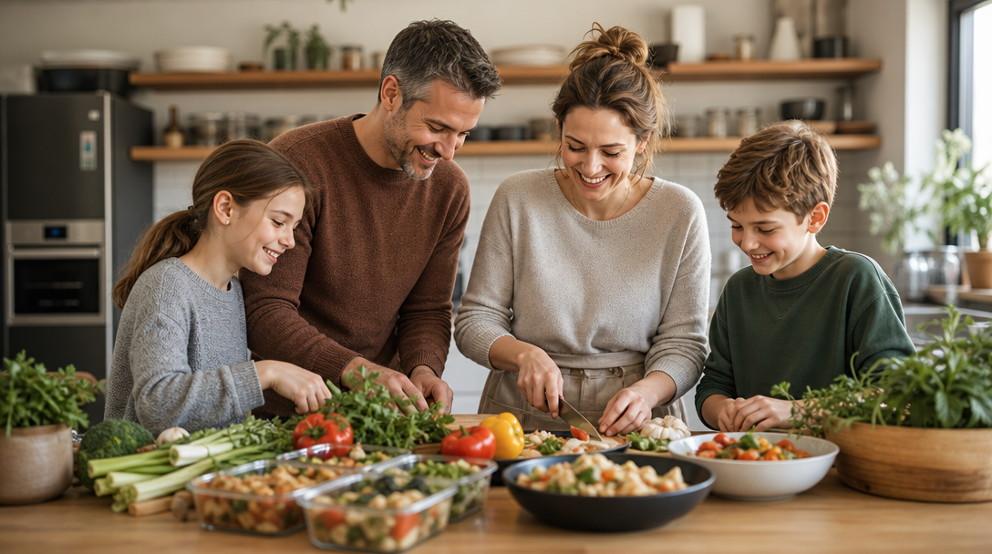 Family preparing a MenuMint meal plan