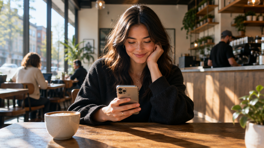 A customer enjoying a quiet moment in a neighborhood cafe