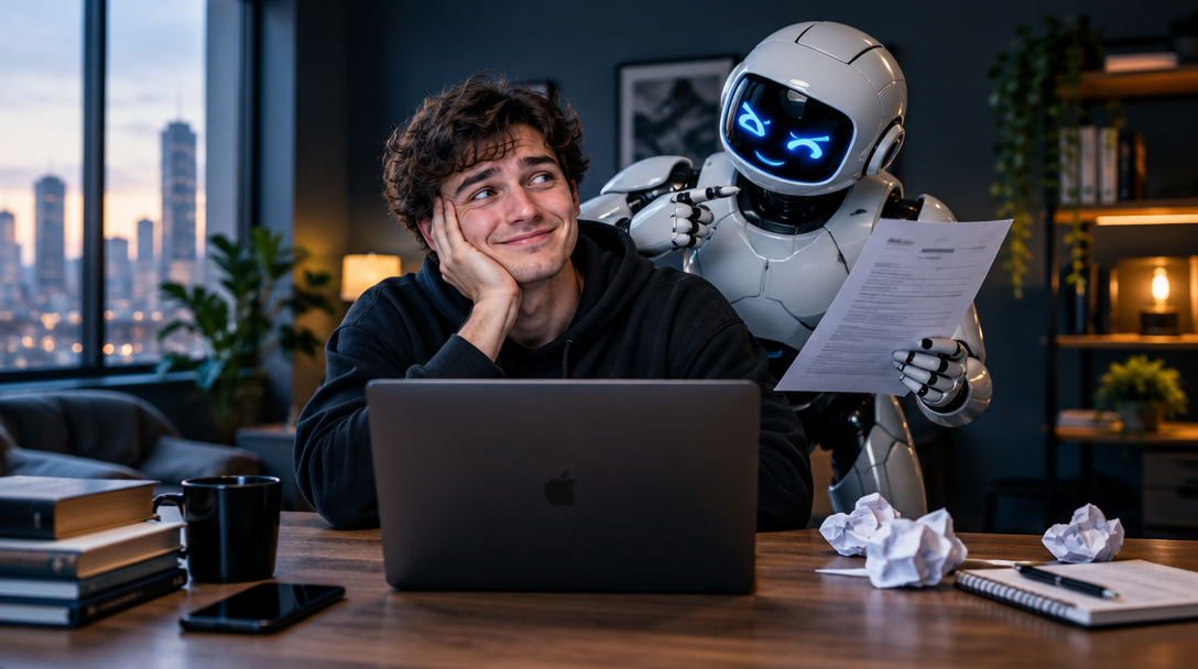 A job seeker reviewing resume feedback with an AI assistant