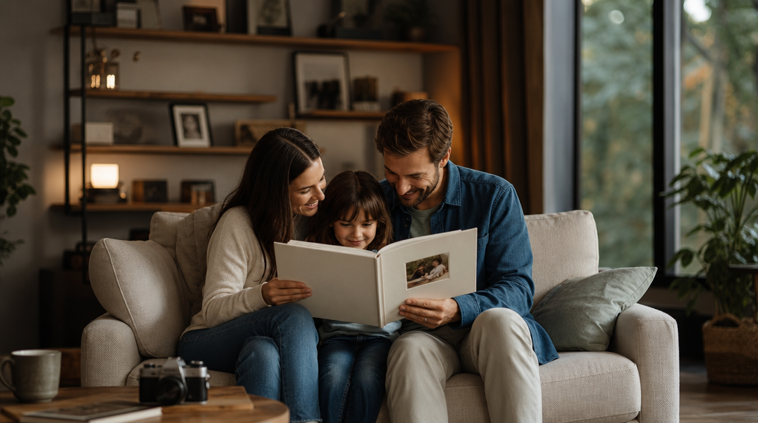 A family sharing a cherished memory