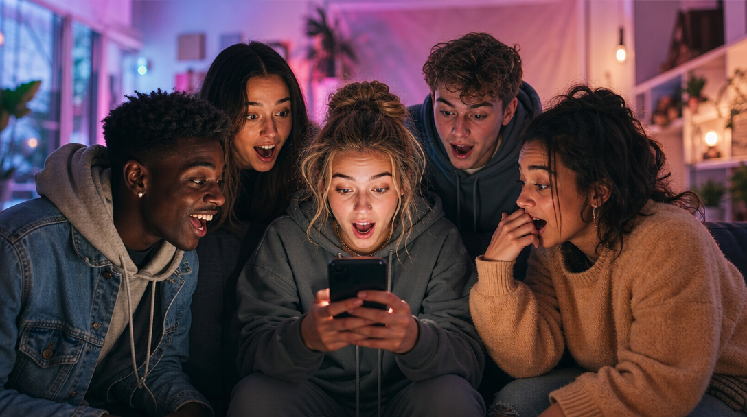 Friends reacting to a RoastRush video
