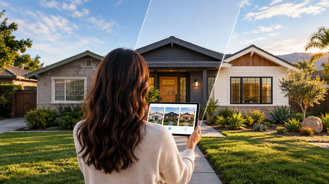 A HomeReveal exterior transformation preview