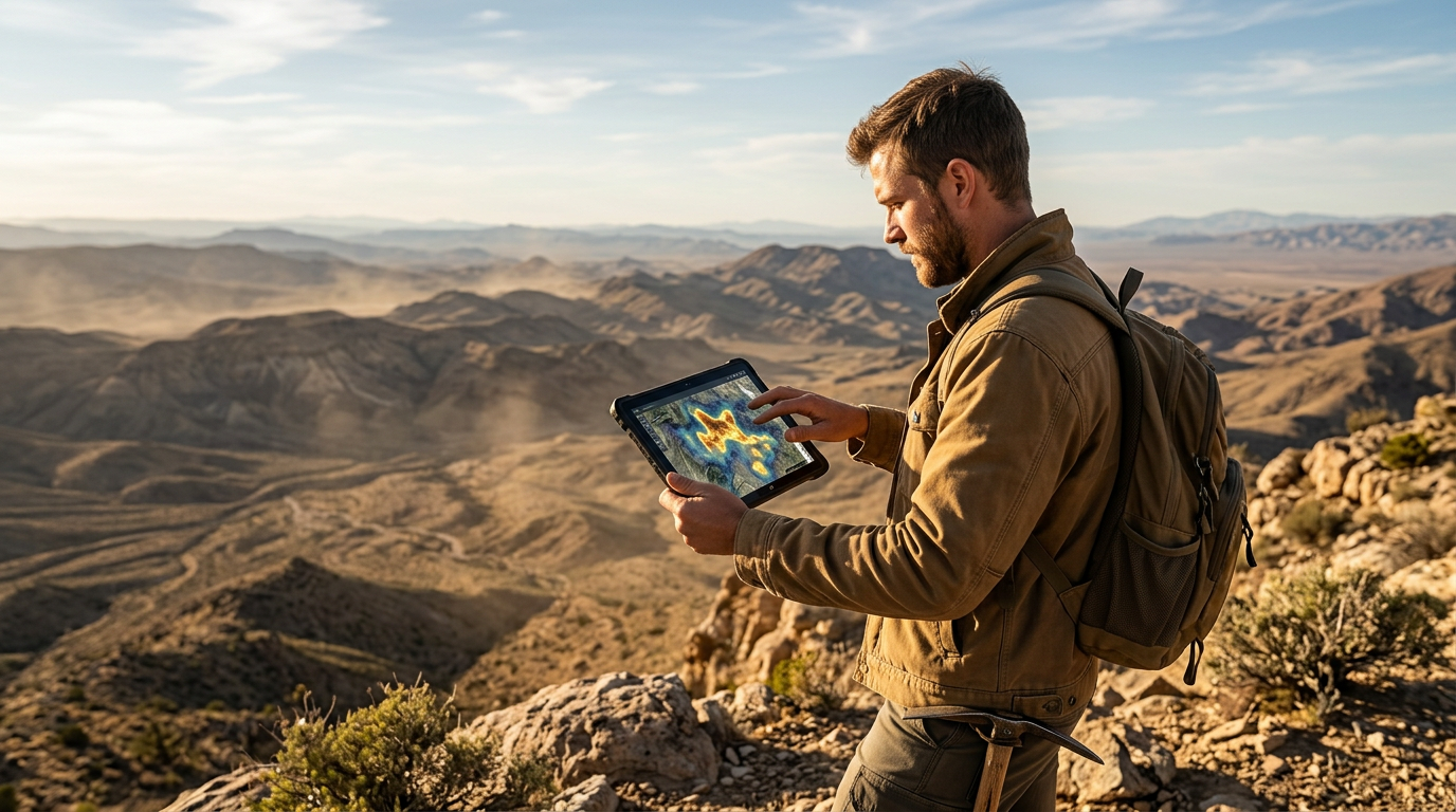 Satellite terrain imagery used for OreSight prospecting analysis