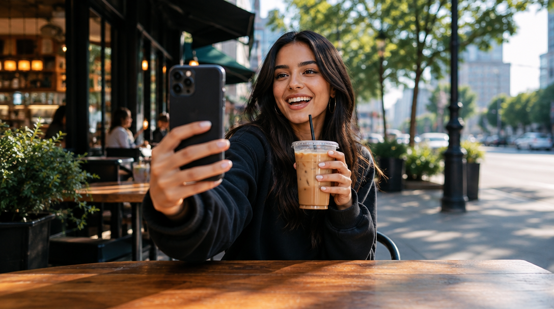 A customer capturing a moment at a neighborhood café