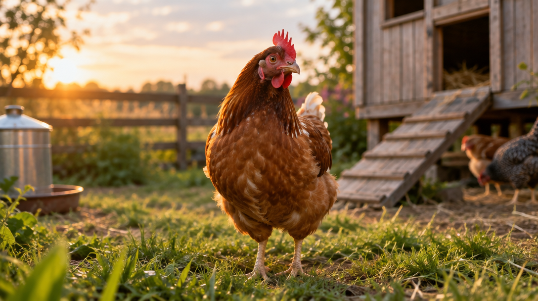 A backyard chicken