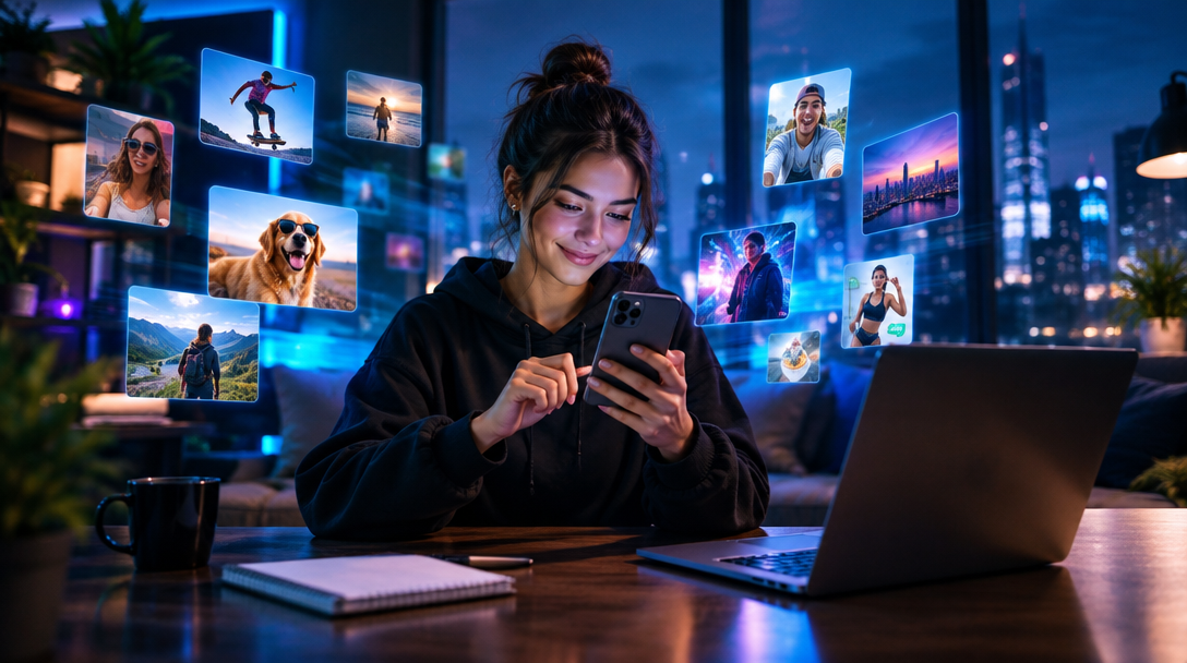 A creator shaping short-form content on a phone