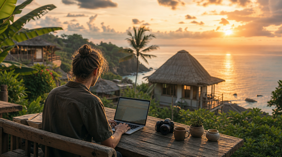 Boutique guesthouse at sunset
