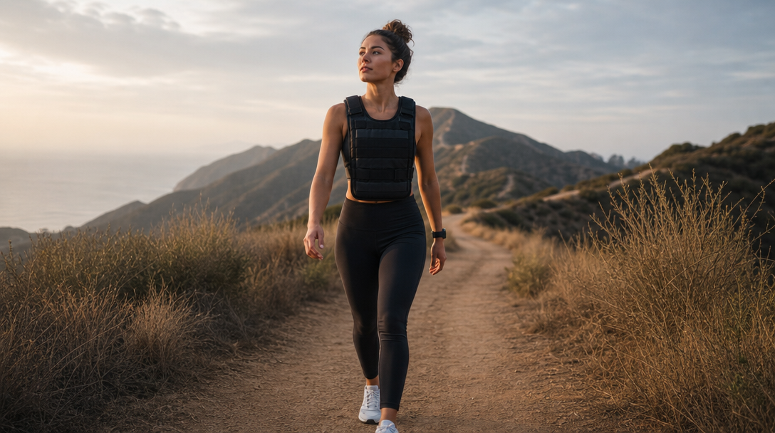 A walker on a mountain trail