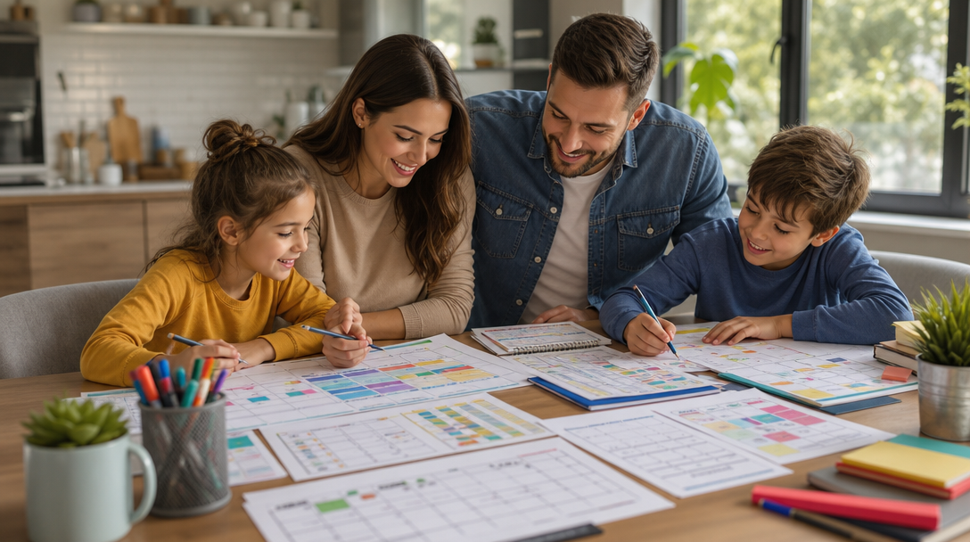 Routine & Ready family command center printables in use