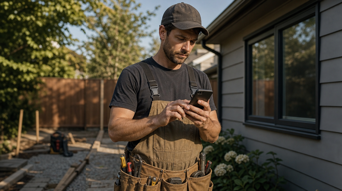 A service professional capturing a job photo