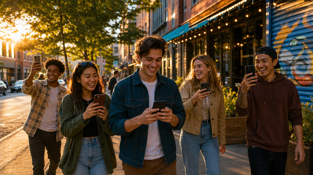Friends discovering a Localyze challenge