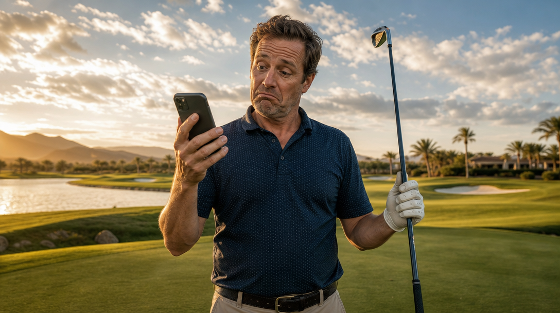 Golfer at the top of a swing