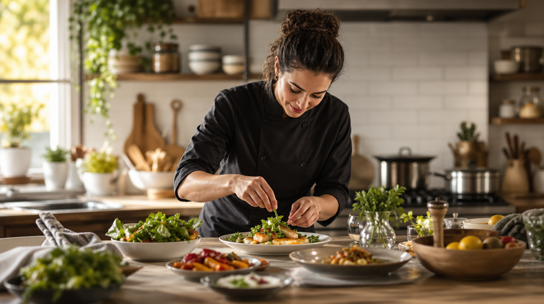 A warm meal being prepared at home