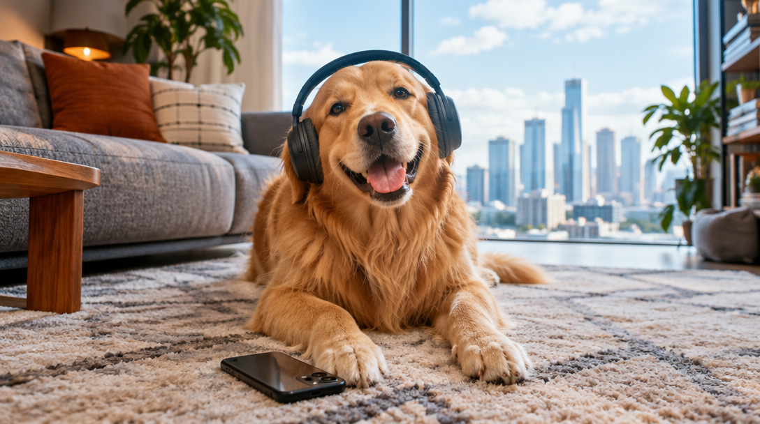 Happy dog ready for a PawVox story