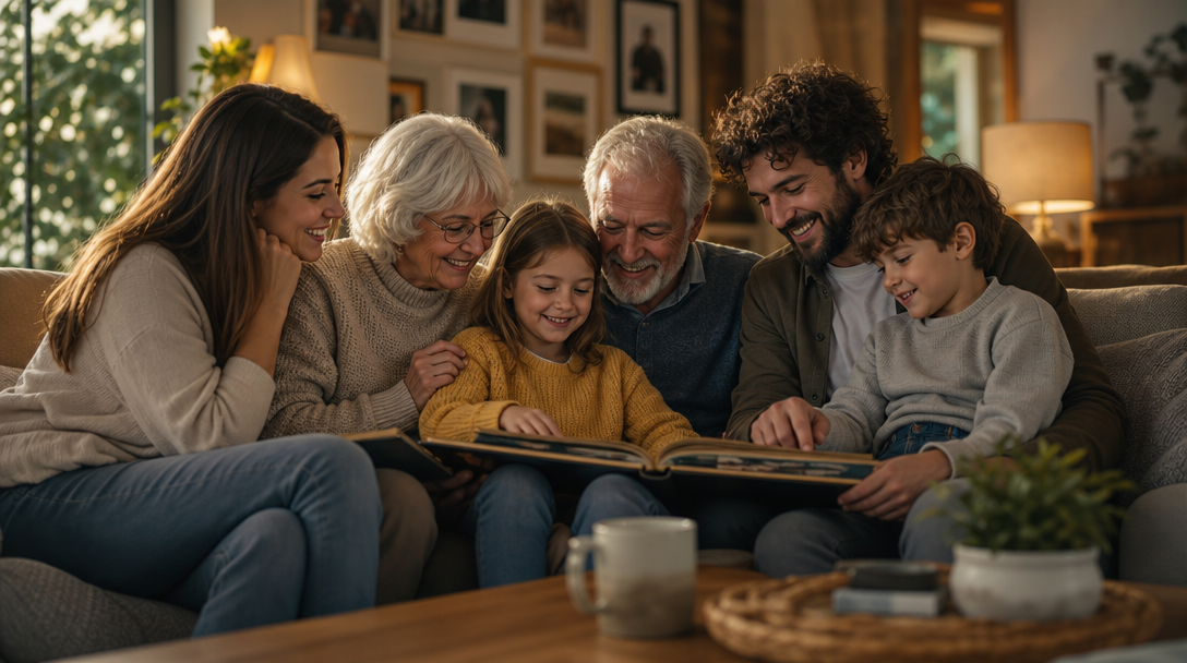 A family preserving a moment together