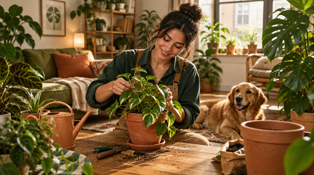 A sunny room full of healthy houseplants