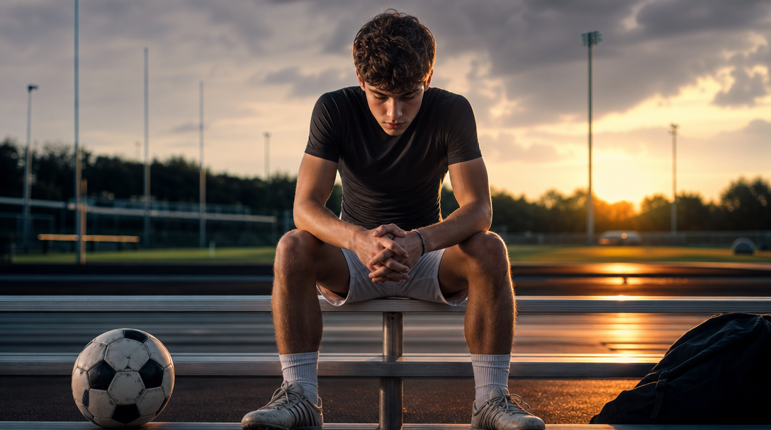 Young athlete focused before competition