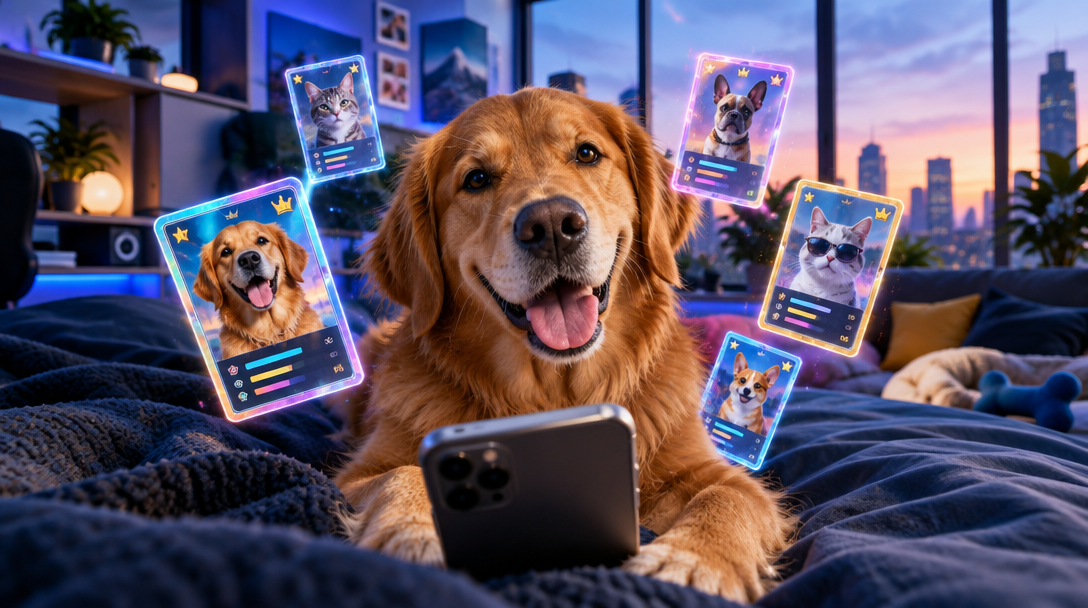 A pet ready for their PawDex card