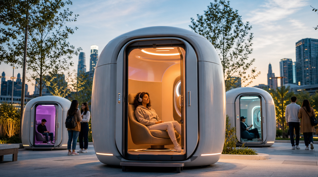 A warm private micro-experience pod