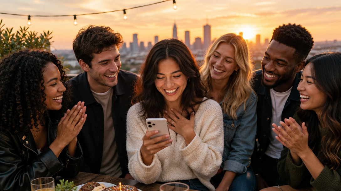 Friends celebrating a special moment together